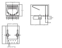 GSX Series Printed Circuit Board (PCB) Mount Right Angle Modular Jacks - 2