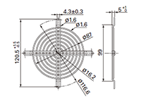 92 Meter Square (mm²) Fan Size, Nickel-Chrome Plating Surface Treatment, and Inlet Side, Outlet Side Type Finger Guard - 2