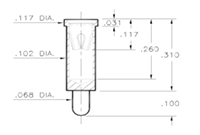 0.106 Inch (in) Mounting Hole Diameter Receptacles with Standard Tail - 2