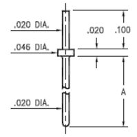 0.024 Inch (in) Mounting Hole Diameter Solder Mount Printed Circuit Board (PCB) Pins - 2