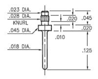 0.026 Inch (in) Mounting Hole Diameter Press-Fit Printed Circuit Board (PCB) Pins - 2