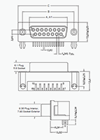 Socket Contact (Receptacle) Right Angle D-Subminiature Connector (K22X-E9S-NR)