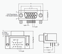 K66X Series Right Angle Printed Circuit Board (PCB) Mount D-Subminiature Connectors - 2