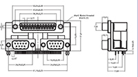 K42X Series 0.750 Inch (in) Center to Center Distance Dual Port D-Subminiature Connector - 2