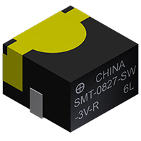 60 Milliampere (mA) Maximum Rated Current, 15 Ohm (Ω) Coil Resistance, and 2730 Hertz (Hz) Resonant Frequency Transducer (SMT-0827-SW-3V-R)