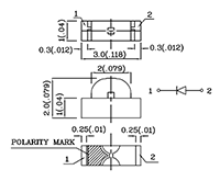 10 Microampere (µA) Maximum Reverse Current (I<sub>R</sub>) at V<sub>R</sub>=5 Volt (V) Voltage Right Angle Surface Mount Device (SMD) Chip Light Emitting Diode (LED) Lamp - 2