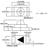 75 Milliwatt (mW) Power Dissipation (P<sub>D</sub>) Surface Mount Device (SMD) Chip Yellow Light Emitting Diode (LED) Lamp (XZVG53W-8) - 2